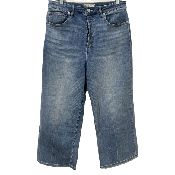 FREE PEOPLE Wide Leg High Rise Cropped Button-Fly Jeans Size 30 - Picture 3 of 14